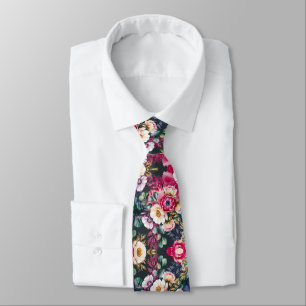 Corbata Patrón floral sobre fondo oscuro