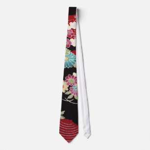 Corbata Patrón floral, textil de KIMONO japonés