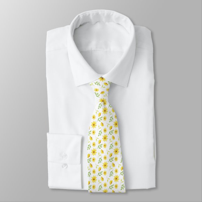 Corbata Patrón floral verde amarillo (Atado)