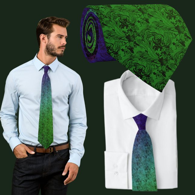 Corbata Patrón floral verde azul (Blue Green Floral Pattern Necktie Neckwear)