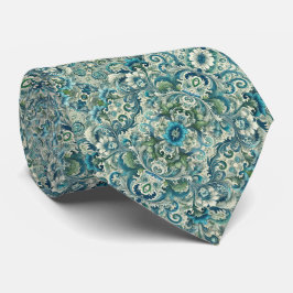 Corbata Patrón floral y giratorio azul, verde y Verde azul
