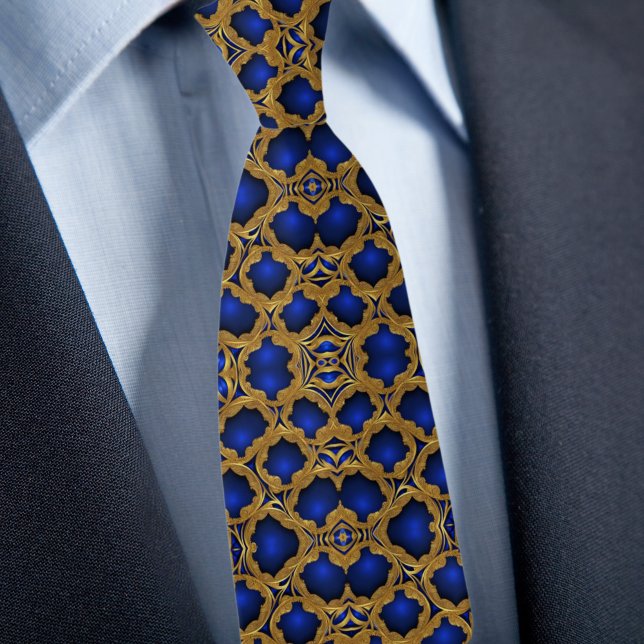 Corbata Patrón Formal de Oro sobre Zafiro (Subido por el creador)
