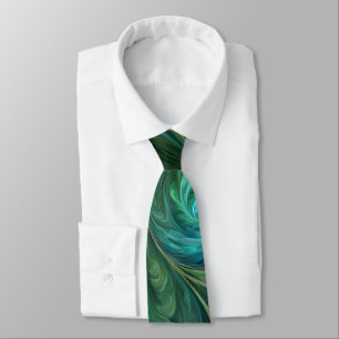 Corbata Patrón fractal AI verde azul