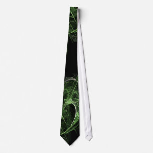 Corbata Patrón Fractal Verde Negro Tira de llama