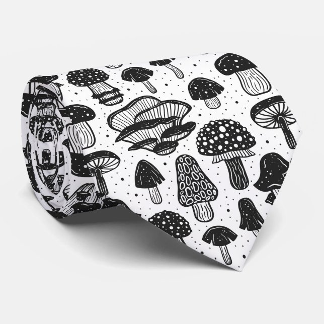Corbata patrón fresco de hongos con azulejos (Enrollado)