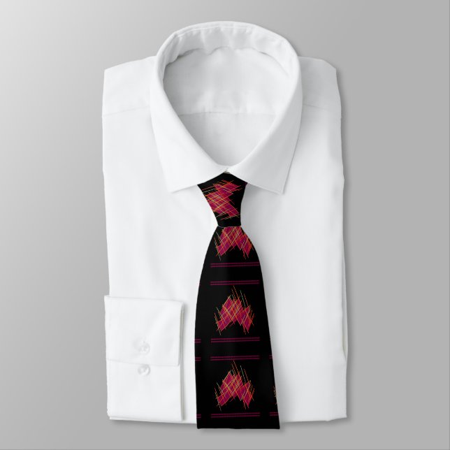 Corbata Patrón funky de diseño rojo negro y pálido para m (Atado)