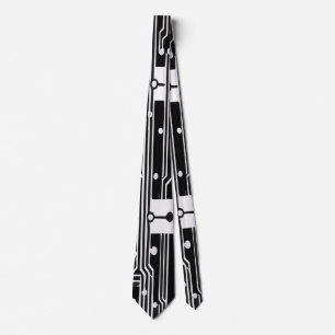 Corbata Patrón futurista de placa de circuito en blanco y