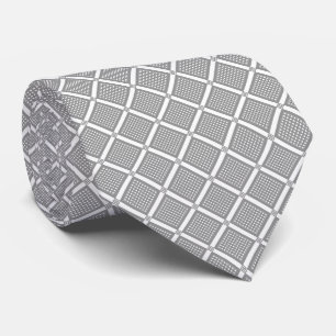 Corbata Patrón geométrico a cuadros gris y blanco
