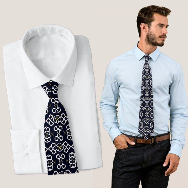 Corbata Patrón geométrico abstracto elegante en azul marin (Subido por el creador)