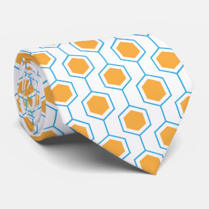 Corbata Patrón geométrico abstracto hexagonal en blu naran