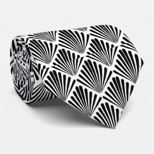Corbata Patrón geométrico Art Nouveau blanco y negro