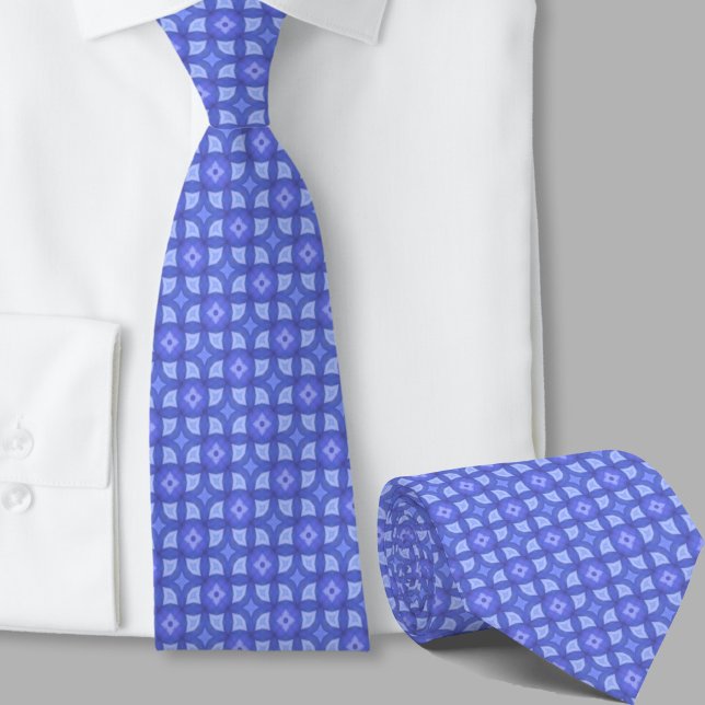 Corbata Patrón geométrico azul elegante (Subido por el creador)