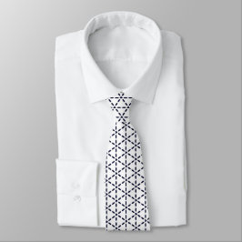 Corbata Patrón geométrico azul marino sobre blanco