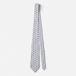 Corbata Patrón geométrico azul marino sobre blanco