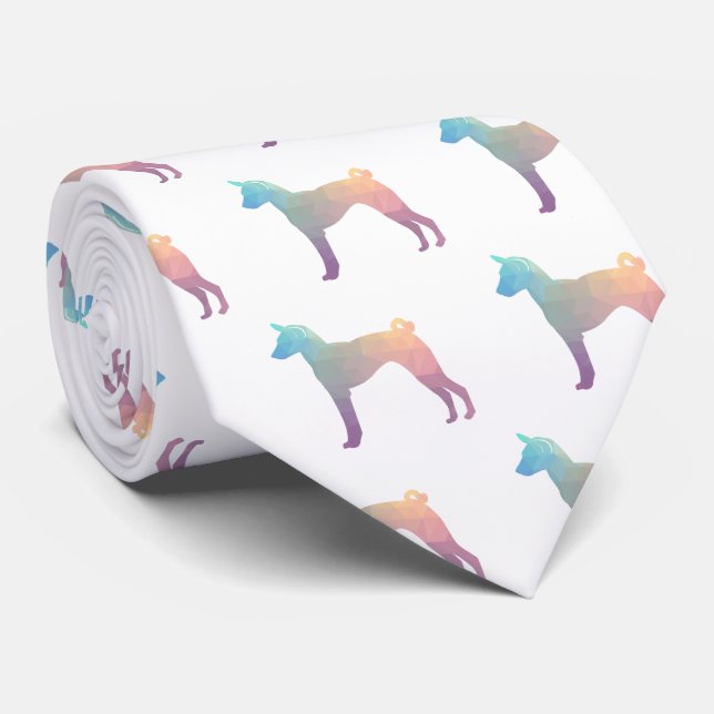 Corbata Patrón geométrico basenji Silhouette Pastel (Enrollado)