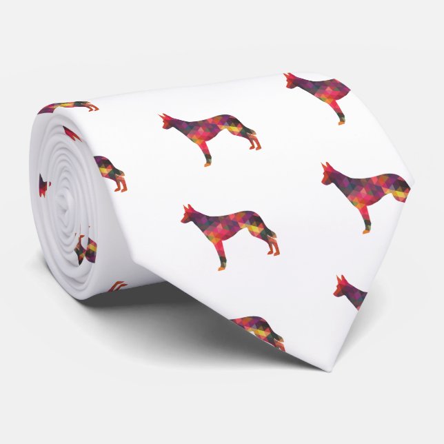 Corbata Patrón geométrico belga Malinois Silhouette Mult (Enrollado)