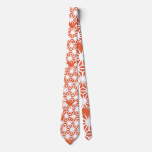 Corbata Patrón geométrico blanco y naranja