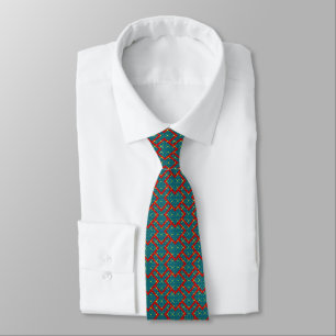 Corbata Patrón geométrico con corazones azules delineados