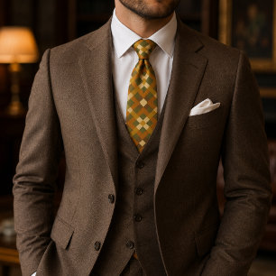 Corbata Patrón geométrico con tonos terrosos