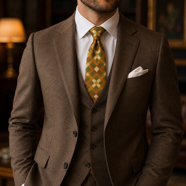 Corbata Patrón geométrico con tonos terrosos (Subido por el creador)