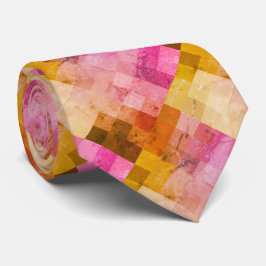 Corbata Patrón geométrico de acuarela rosa