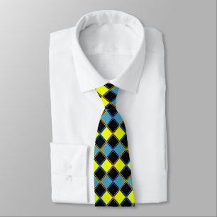 Corbata Patrón geométrico de color azul amarillo