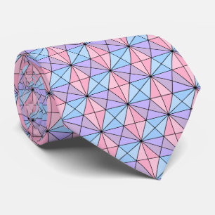Corbata Patrón geométrico de colores rosa pastel azul púrp