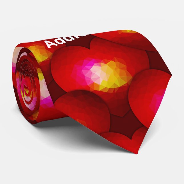 Corbata Patrón geométrico de corazón rojo para el día de S (Enrollado)