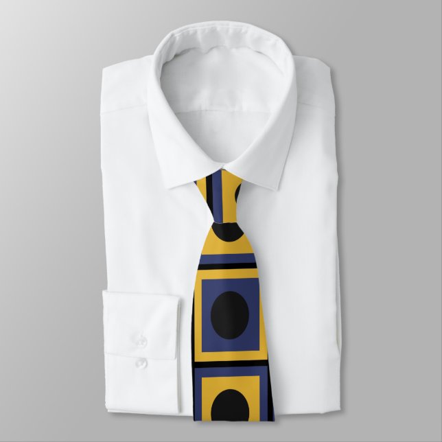 Corbata Patrón geométrico de cuadrado y círculo (Atado)