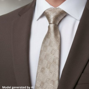 Corbata Patrón geométrico de diamante beige