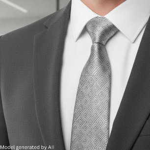 Corbata Patrón geométrico de diamante de plata