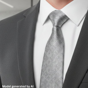 Corbata Patrón geométrico de diamante de plata