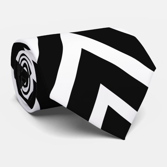 Corbata Patrón geométrico de diamante en blanco y negro (Enrollado)