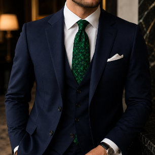 Corbata Patrón geométrico de gema esmeralda de lujo