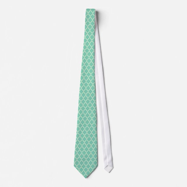 Corbata Patrón geométrico de Ikat de Quatrefoil verde (Anverso)
