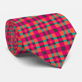 Corbata Patrón geométrico de tartán rosado