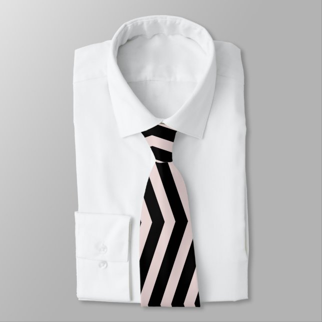 Corbata Patrón geométrico de Zig Zag rosa y negro (Atado)