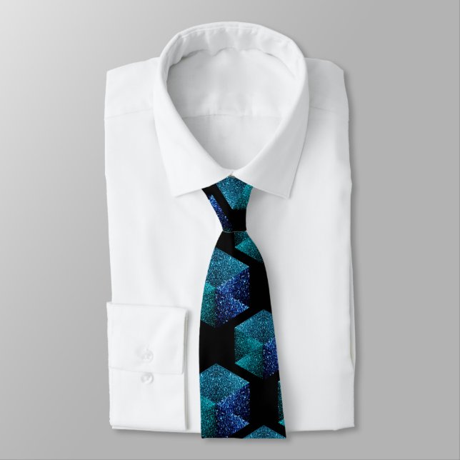 Corbata Patrón geométrico del diamante azul Aqua (Atado)