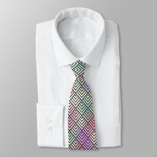 Corbata Patrón geométrico en fondo multicolor (Atado)