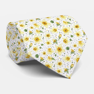 Corbata Patrón geométrico floral de narciso botánico (2)