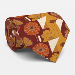 Corbata Patrón geométrico floral de otoño rústico (1)