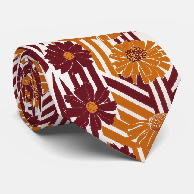 Corbata Patrón geométrico floral de otoño rústico (2) (Enrollado)