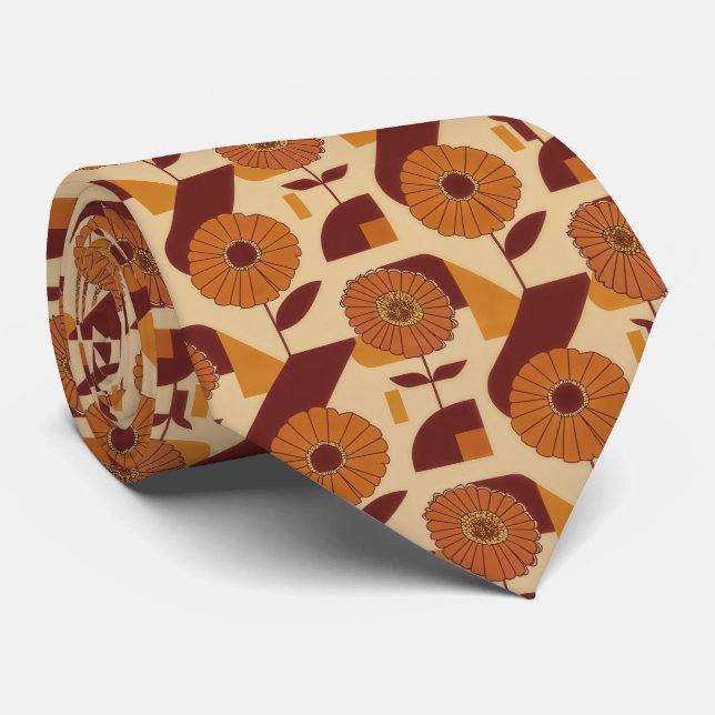 Corbata Patrón geométrico floral de otoño rústico (3) (Enrollado)
