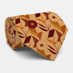 Corbata Patrón geométrico floral de otoño rústico (4)