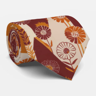 Corbata Patrón geométrico floral de otoño rústico (8)