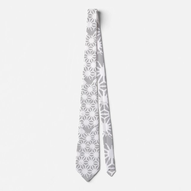 Corbata Patrón geométrico gris y blanco (Anverso)