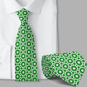 Corbata Patrón geométrico irlandés verde y blanco