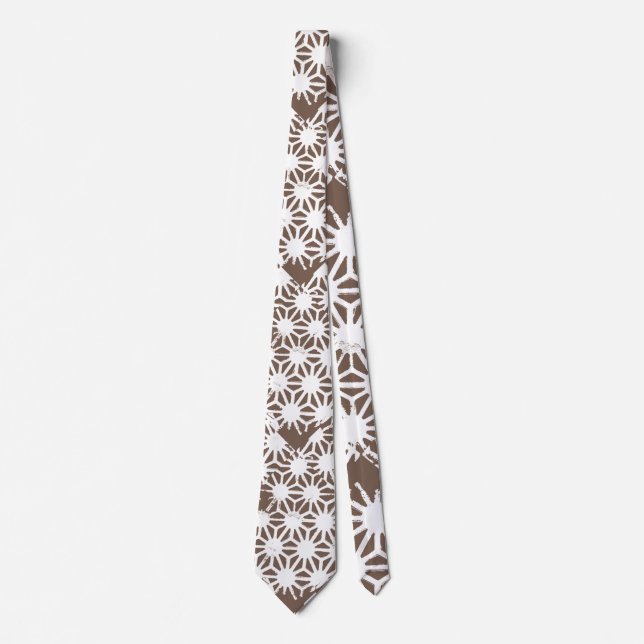 Corbata Patrón geométrico marrón y blanco (Anverso)