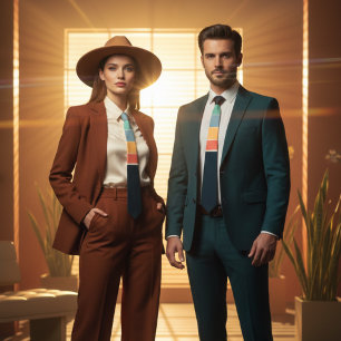 Corbata Patrón geométrico mod vintage de los 70 en azul ma