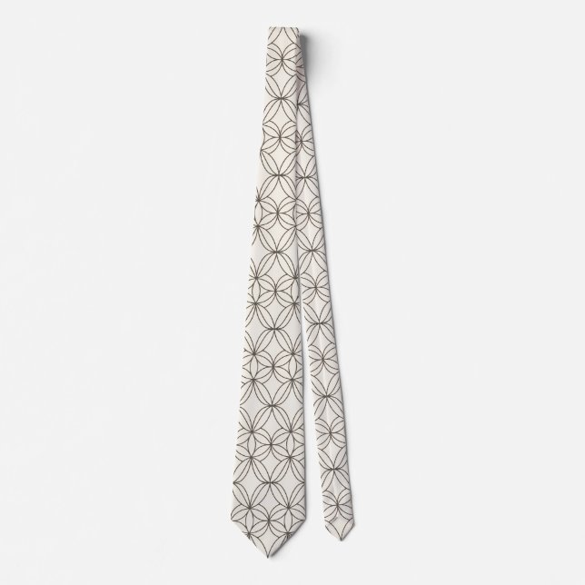 Corbata Patrón geométrico moderno | Crema y negro minimali (Anverso)
